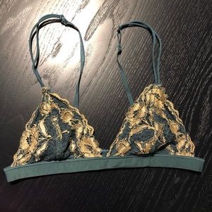 Urban Outfitters Green Gold Lace Bralette Womens Small Going Out Date Night